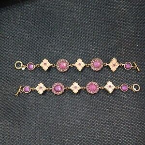 Elegant Set Of Gold and Purple Floral Bracelet